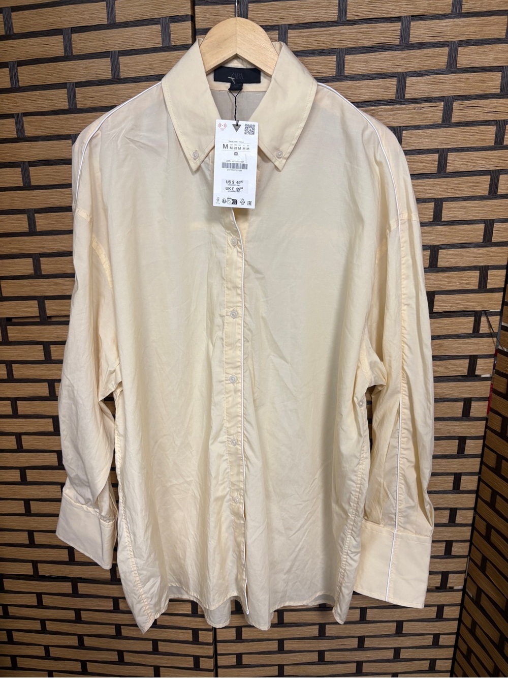 Zara yellow oversized button down shirt size medium